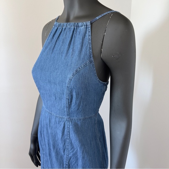 ⚪️ ASOS DESIGN Hourglass soft denim halterneck slip dress in midwash / Size 4 - Picture 2 of 7